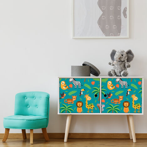 Sticker meuble enfant animaux tropicaux 40 x 60 cm (1/5)