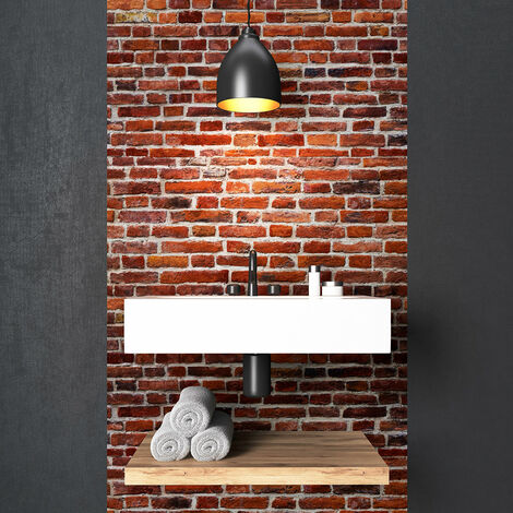 Sticker effet papier peint brique d'Édimbourg 40x40cm – Adhésif pour décoration intérieure – Vintage et convivial – Surface 0.16m²