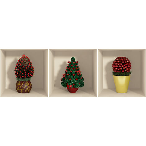 Sticker effet 3D sapins de Noël 30 x 90 cm (1/2)