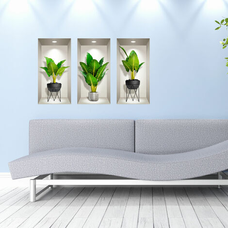 Sticker 3D plantes déco séjour 60 x 90 cm (1/4)