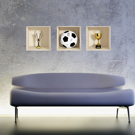 Sticker effet 3D football et coupes 30 x 90 cm (1/3)