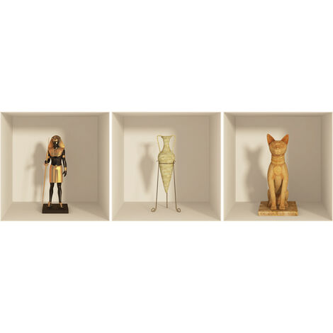 Sticker effet 3D Egypte statues et chiens 30 x 90 cm (1/2)