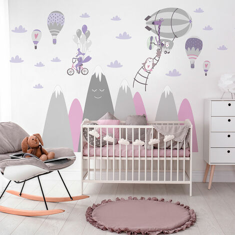 Stickers enfant montagnes scandinaves animaux vagabonds 40 x 60 cm (1/5)