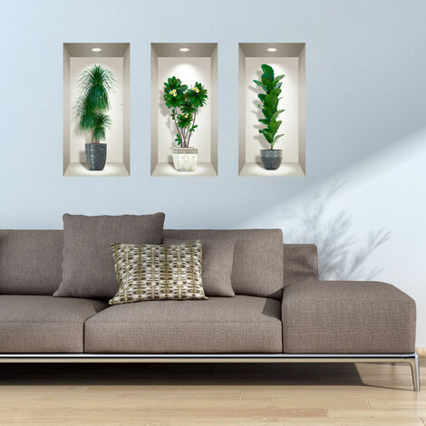 Sticker 3D plantes d'intérieurs chic designs 60 x 90 cm (1/4)
