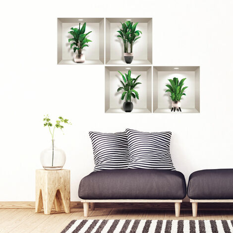 Stickers 3D plantes feuilles de palmiers exotiques 60 x 60 cm (1/4)