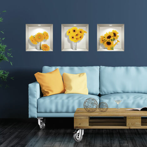 Stickers 3D fleurs variétés de tournesols 30 x 90 cm (1/4)