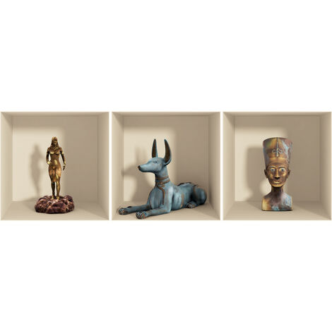 Sticker effet 3D Egypte statues et vases 30 x 90 cm (1/2)