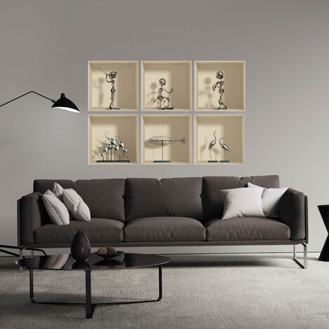 Pack de 6 stickers 3D Postures design en aluminium 60 x 90 cm (1/3)