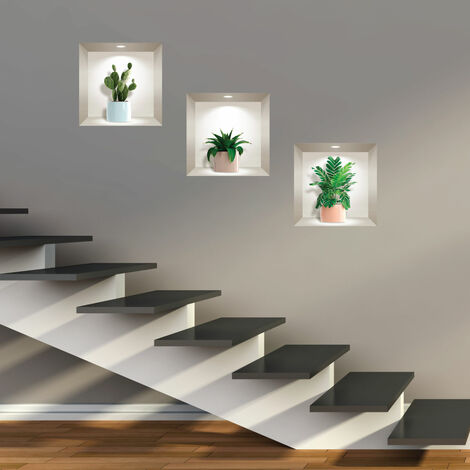 Stickers 3D plantes d'intérieur et cactus 30 x 90 cm (1/4)