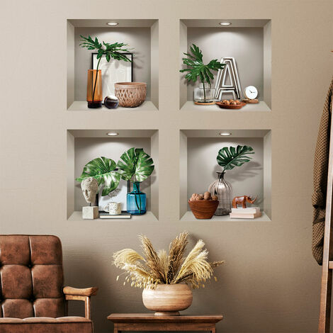 Stickers effet 3D plantes et objets design 60 x 60 cm (1/5)