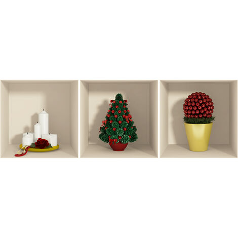 Sticker effet 3D Noël sapin et bougies 30 x 90 cm (1/2)