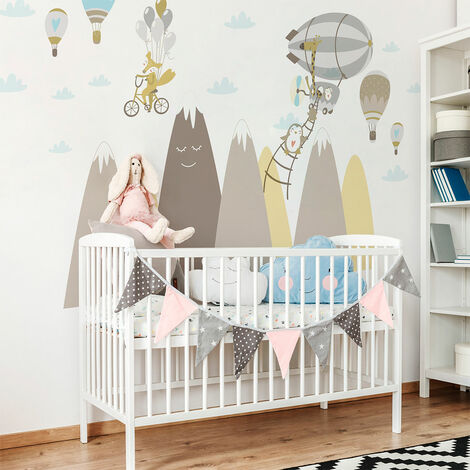 Stickers enfant montagnes scandinaves animaux du cirque 40 x 60 cm (1/5)