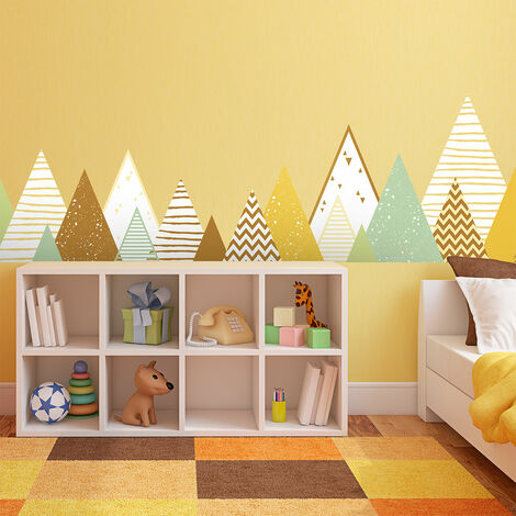 Stickers muraux enfants - Décoration chambre bébé - Autocollant Sticker mural géant enfant montagnes scandinaves MIAKA - 90x155cm