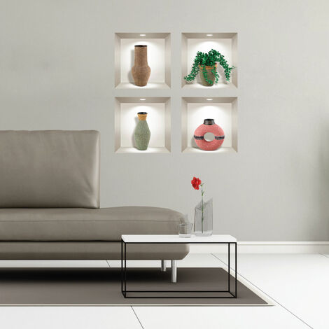 Stickers effet 3D pots africains 80 x 80 cm (1/4)