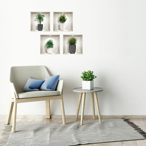 Stickers 3D plantes dans les pots designs 60 x 60 cm (1/4)