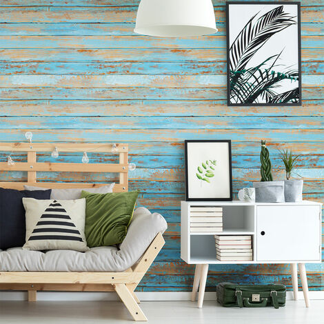 Sticker effet papier peint - BOIS VINTAGE BLEU - 40x40cm (1/5)