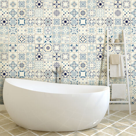 Sticker Mural Carrelage adhésif Cuisine Salle de Bain - 24 STICKERS CARRELAGES AZULEJOS GIROLAMO - 24stickers10x10cm (1/5)