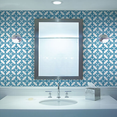 Sticker Mural Carrelage adhésif Cuisine Salle de Bain - 24 STICKERS CARRELAGES AZULEJOS AUGUSTA - 24stickers10x10cm (1/5)