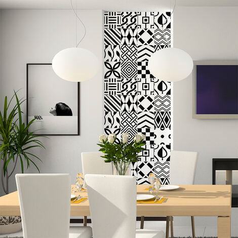 Sticker Mural Carrelage adhésif Cuisine Salle de Bain - 24 STICKERS CARREAUX DE CIMENT SCANDINAVE COPENHAGUE - 24stickers10x10cm (1/5)