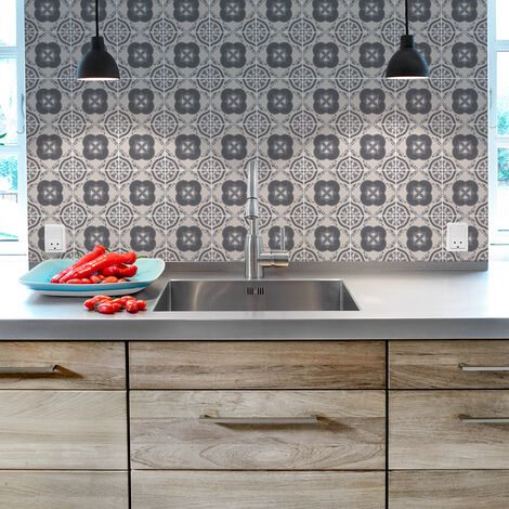 Sticker Mural Carrelage adhésif Cuisine Salle de Bain - 24 STICKERS CARRELAGES AZULEJOS ANTONINO - 24stickers10x10cm (1/5)