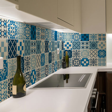 Sticker Mural Carrelage adhésif Cuisine Salle de Bain - 24 STICKERS CARRELAGES AZULEJOS ARNOLDINO - 24stickers10x10cm (1/5)