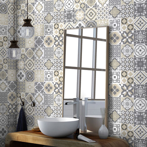 Stickers muraux - Sticker Mural Carrelage adhésif Cuisine Salle de Bain - 24 STICKERS CARRELAGES CIRIANO - 24stickers10x10cm (1/5)