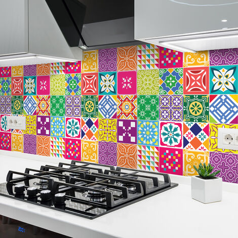 Sticker Mural Carrelage adhésif Cuisine Salle de Bain - 24 STICKERS CARRELAGES AZULEJOS PRINCELIA - 24stickers10x10cm (1/5)