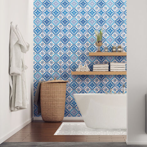 Sticker Mural Carrelage adhésif Cuisine Salle de Bain - 24 STICKERS CARRELAGES AZULEJOS ALIOCHA - 24stickers15x15cm (1/5)