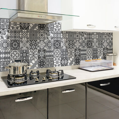 Sticker Mural Carrelage adhésif Cuisine Salle de Bain - 24 STICKERS CARRELAGES AZULEJOS GEOMENO - 24stickers10x10cm (1/5)