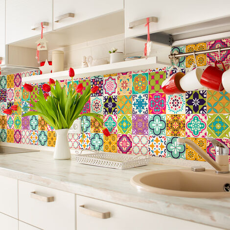 Sticker Mural Carrelage adhésif Cuisine Salle de Bain - 24 STICKERS CARRELAGES AZULEJOS CUSTODIO - 24stickers20x20cm
