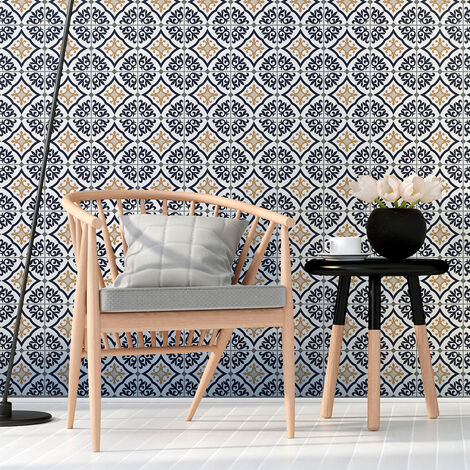 Sticker Mural Carrelage adhésif Cuisine Salle de Bain - 24 STICKERS CARRELAGES AZULEJOS ESTRELA - 24stickers10x10cm (1/5)