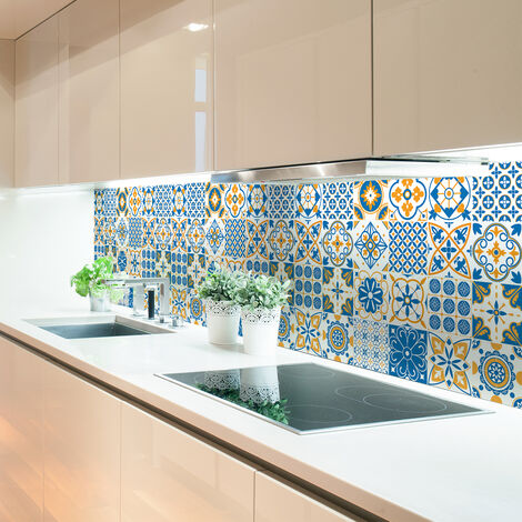 Sticker Mural Carrelage adhésif Cuisine Salle de Bain - 24 STICKERS CARRELAGES AZULEJOS ESTRELLA - 24stickers10x10cm (1/5)