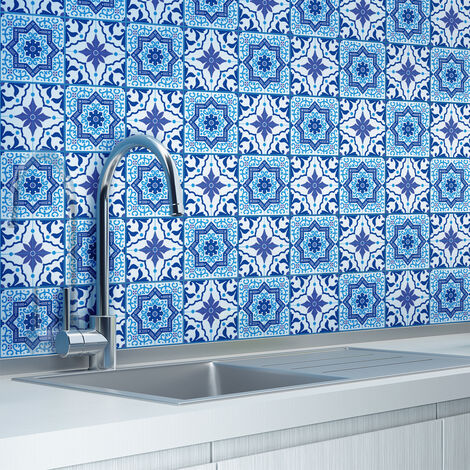 Sticker Mural Carrelage adhésif Cuisine Salle de Bain - 24 STICKERS CARRELAGES AZULEJOS GONZALO - 24stickers10x10cm (1/5)