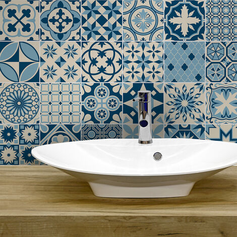 Sticker Mural Carrelage adhésif Cuisine Salle de Bain - 24 STICKERS CARRELAGES AZULEJOS MIAMO - 24stickers15x15cm (1/5)