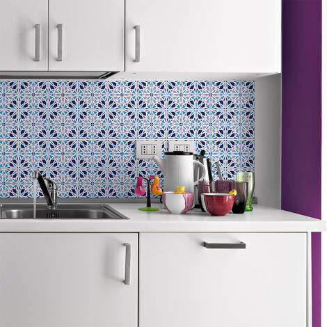 Sticker Mural Carrelage adhésif Cuisine Salle de Bain - 24 STICKERS CARRELAGES AZULEJOS JONA - 24stickers10x10cm (1/5)