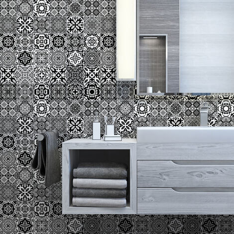Sticker Mural Carrelage adhésif Cuisine Salle de Bain - 24 STICKERS CARRELAGES AZULEJOS ENRICA - 24stickers10x10cm (1/5)