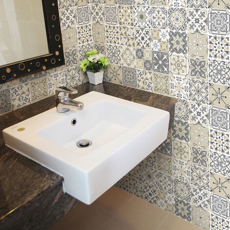 Sticker Mural Carrelage adhésif Cuisine Salle de Bain - 24 STICKERS CARRELAGES AZULEJOS LO CAPO - 24stickers10x10cm (1/5)