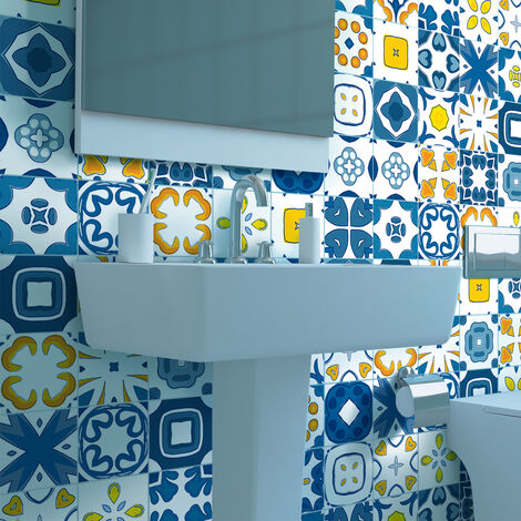 Sticker Mural Carrelage adhésif Cuisine Salle de Bain - 24 STICKERS CARRELAGES AZULEJOS SEVERILLA - 24stickers10x10cm (1/5)
