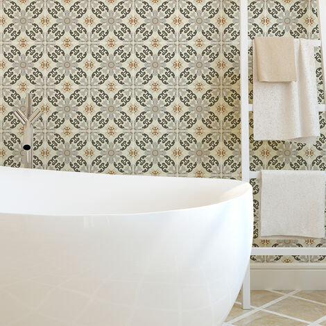 Sticker Mural Carrelage adhésif Cuisine Salle de Bain - 24 STICKERS CARRELAGES AZULEJOS CARMINDA - 24stickers10x10cm (1/5)