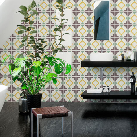 Sticker Mural Carrelage adhésif Cuisine Salle de Bain - 24 STICKERS CARRELAGES AZULEJOS EULALIA - 24stickers10x10cm (1/5)