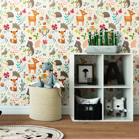 Sticker effet papier peint - LES ANIMAUX DES BOIS - 30x30cm (1/5)