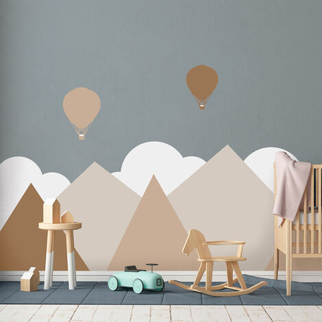 Stickers muraux enfants - Décoration chambre bébé - Autocollant Sticker mural géant enfant montagnes scandinaves MALMÖ - 70x95cm