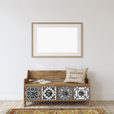 Sticker Mural Carrelage adhésif Cuisine Salle de Bain - 24 STICKERS CARREAUX DE CIMENT MEUBLE BERROCAL - 24stickers10x10cm (1/5)