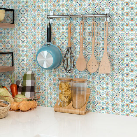 Sticker Mural Carrelage adhésif Cuisine Salle de Bain - 24 STICKERS CARRELAGES AZULEJOS RODOLFO - 24stickers10x10cm (1/5)
