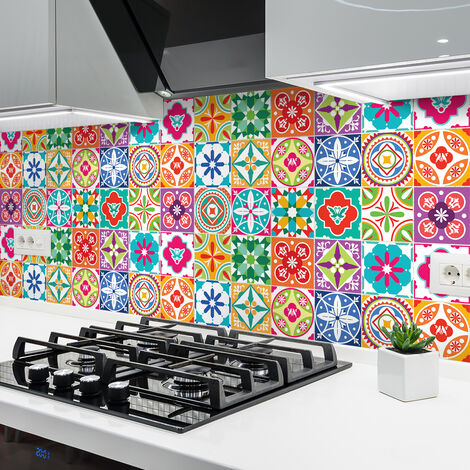 Sticker Mural Carrelage adhésif Cuisine Salle de Bain - 24 STICKERS CARRELAGES AZULEJOS PASCALINA - 24stickers10x10cm (1/5)