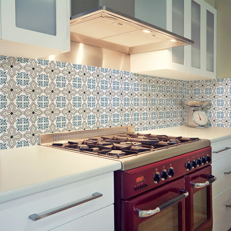 Sticker Mural Carrelage adhésif Cuisine Salle de Bain - 24 STICKERS CARRELAGES AZULEJOS ESPÉRANZA - 24stickers10x10cm (1/5)