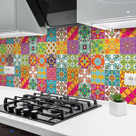 Sticker Mural Carrelage adhésif Cuisine Salle de Bain - 24 STICKERS CARRELAGES AZULEJOS ARMONDO - 24stickers10x10cm (1/5)