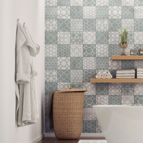 Sticker Mural Carrelage adhésif Cuisine Salle de Bain - 16 STICKERS CARRELAGES SCANDINAVE SNOTRA - 16stickers10x10cm (1/5)