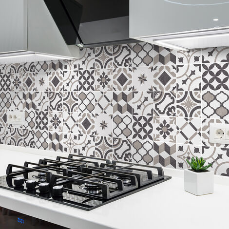 Sticker Mural Carrelage adhésif Cuisine Salle de Bain - 24 STICKERS CARREAUX DE CIMENT AZULEJOS ANABELLA - 24stickers10x10cm (1/5)