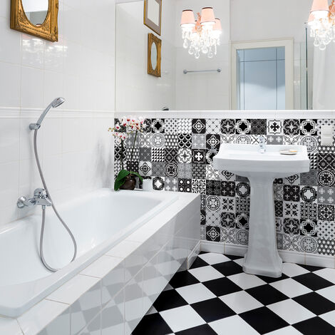 Sticker Mural Carrelage adhésif Cuisine Salle de Bain - 24 STICKERS CARRELAGES AZULEJOS NINA - 24stickers10x10cm (1/5)